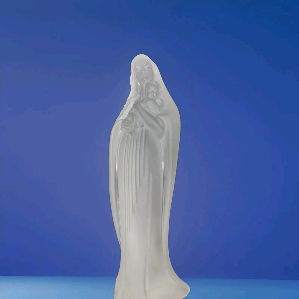 D' Arques Fine Crystal Virgin Mary Modonna Figurine 8" Tall Vinyage